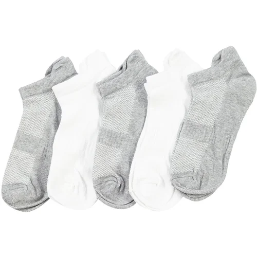 Trendyol White-Grey 5-Piece Plain Jacquard Knitted Socks