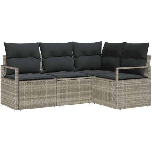  Set od 4 dijela vrtnih kauča s jastučićima svjetlosivi poli ratan  dvosed vrtni kauč s jastučićima sivi poli ratan Cijene