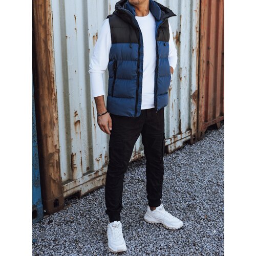 DStreet Men's quilted vest blue Cene