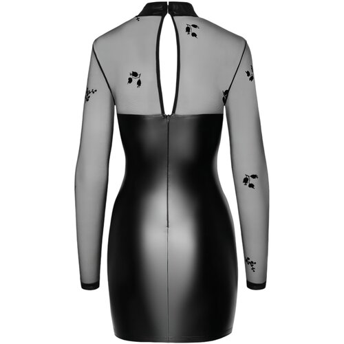Noir Handmade sjajna haljina s prozirnim gornjim dijelom (crna) - XL Slike