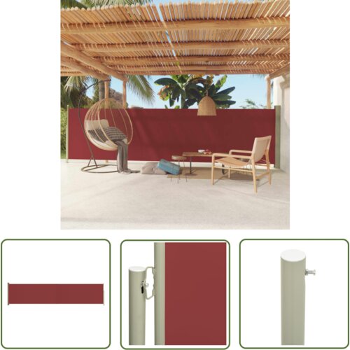  The Living Store Zložljiva stranska tenda za teraso 140x600 cm rdeča - Stranska Tenda, (21743711) Cene