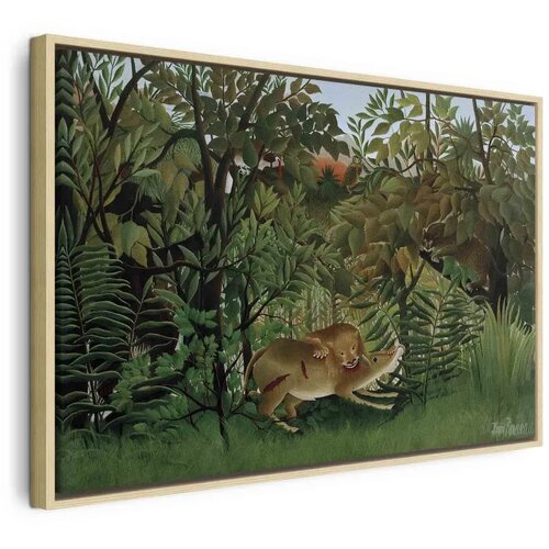  Slika - Henri Rousseau &ndash; Le Lion ayant faim se jette sur l\'Antilope 90x60 U prirodnom drvenom okviru Cijene