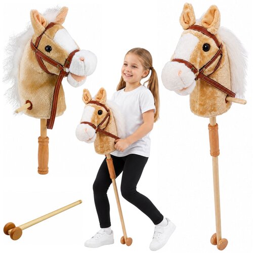 HOBBY Horse Stick Horse Head Galloping Neighing Sounds Beige 100 cm Cene