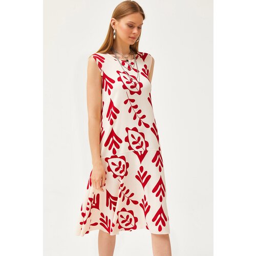 Olalook Women&amp;#039;s Ecru Red Skirt Piece Knitted Dress Slike
