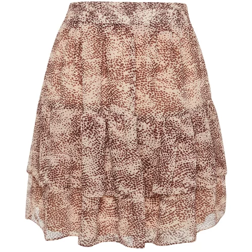 Trendyol Beige Mini Lined, Flared Chiffon Woven Skirt