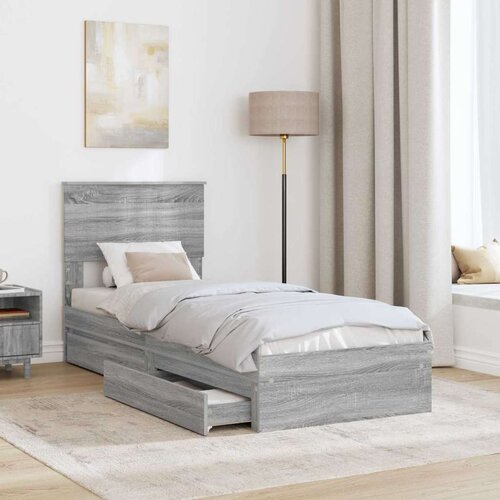  Krevet s od storage Siva Sonoma 75 x 190 cm Konstruirano drvo Slike
