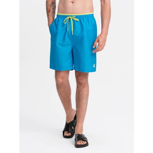 Ombre Men's swim shorts with two-tone welt - blue Slike