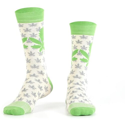 Fasardi Men's cream socks with a leaf Slike