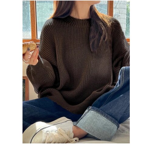 Dewberry 13242 Oversize Women Sweater-COFFEE Slike
