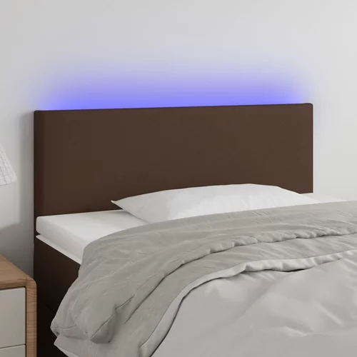 vidaXL LED posteljno vzglavje rjavo 100x5x78/88 cm umetno usnje