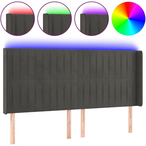 VidaXL LED posteljno vzglavje temno sivo 203x16x118/128 cm žamet, (20737462) Slike