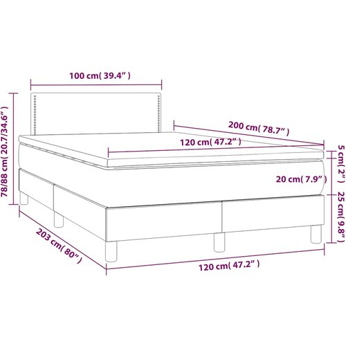  box spring s madracem LED crni 120 x 200 cm od tkanine Slike