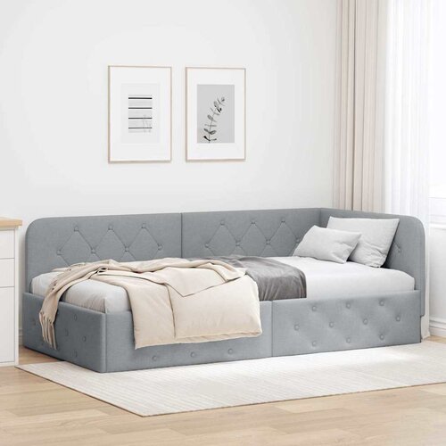  Kutni okvir kreveta Svijetlo siva 100 x 200 cm tkanina Cijene