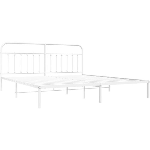 VidaXL Metalni okvir za krevet s uzglavljem bijeli 193x203 cm Slike