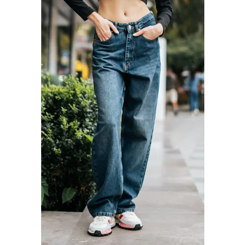 Trendyol Blue High Waist Skater Jeans