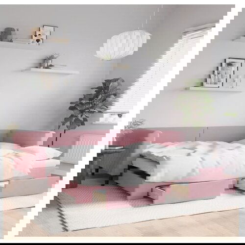 vidaXL Dnevni krevet na razvlačenje ružičasti 100 x 200 cm baršunasti Cene