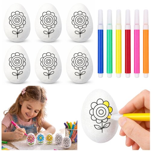  Easter Styrofoam Eggs For Painting Markers Flower Pattern C 6pcs Cene