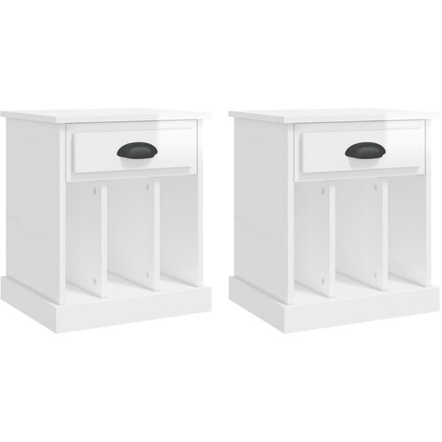 Maison Chic Dvo delni komplet Nočne omarice - Nočne mize visok sijaj bele 43x36x50 cm, (21688418) Slike