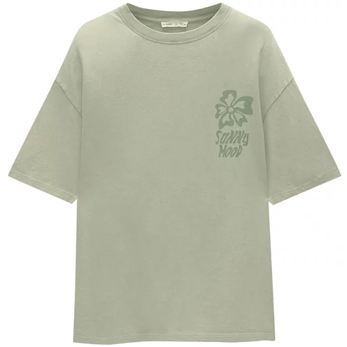 Pull&Bear Majica kraljevski zelena / pastelno zelena