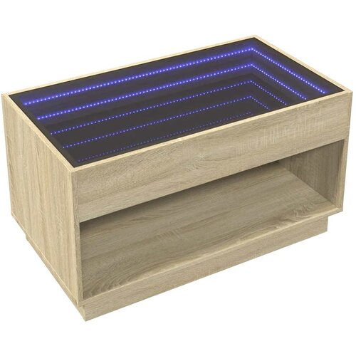  Stolić s beskonačnim LED svjetlima boja hrasta 90x50x50 cm Slike