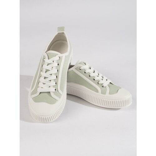 Shelvt Light green women's platform sneakers Cene