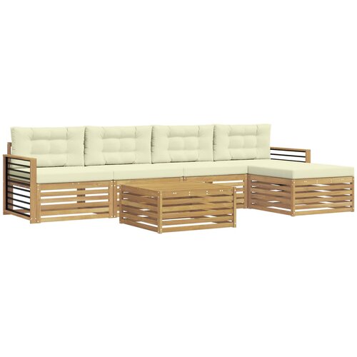 vidaXL Zunanja garnitura za sedenje 7 pcs Bela in krem Poliester, (5000271214) Cene
