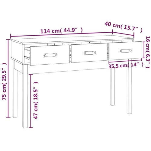  Konzolni stol bijeli 114 x 40 x 75 cm od masivne borovine Slike