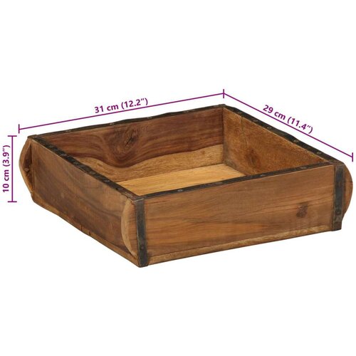  Pladnjevi 4 kom 31x29x10 cm Čvrsto drvo od recikliranih materijala Slike