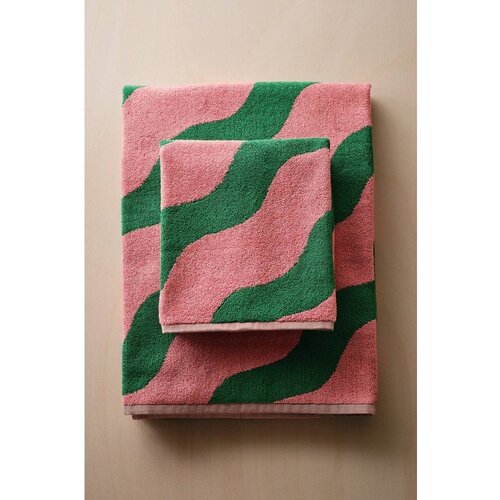 Jotex Zelena/rožnata bombažna brisača 50x70 cm Waves &amp;ndash; Slike