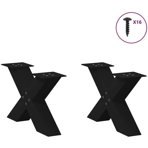 VidaXL Noge za stolić u obliku slova X 2 kom crne 60x(30-31) cm čelik Slike