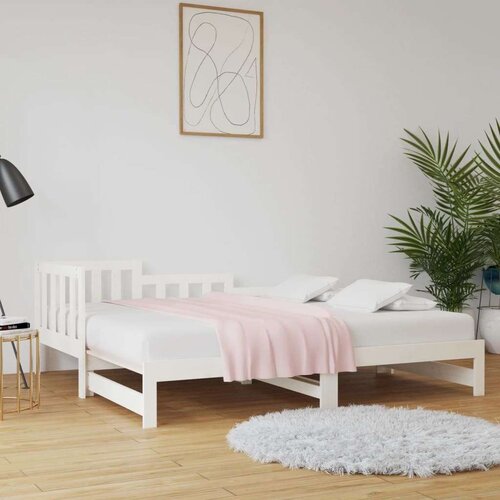  Izvlečna dnevna postelja bela 2x(80x200) cm trdna borovina, (20787829) Slike