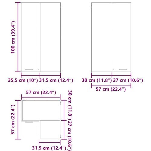 VidaXL viseći ormarić riga sonoma hrast i bijela 57 x 57 x 100 cm Slike