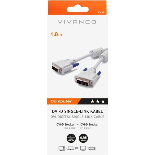 Vivanco DVI-D SingleLink Anschlusskabel VIVANCO 45434 CC M 18 DDDS 1,8m, grau, DVI-D Stecker/DVI-D Stecker Cene
