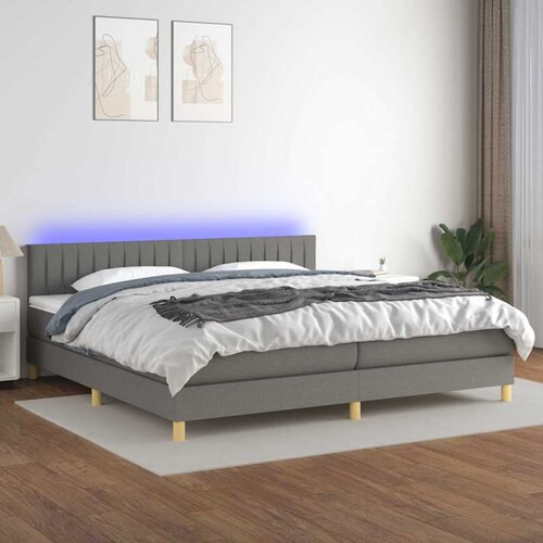 box spring s madracem LED tamnosivi 200x200 cm tkanina Cene