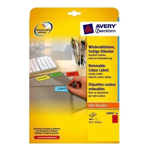 Avery Zweckform Odstranljive rdeče etikete 63,5 x 33,9 mm Cene