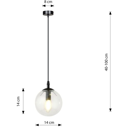 Visilica na sajli COSMO 1xE14/10W/230V &amp;Oslash; 14 cm crna/prozirna Slike