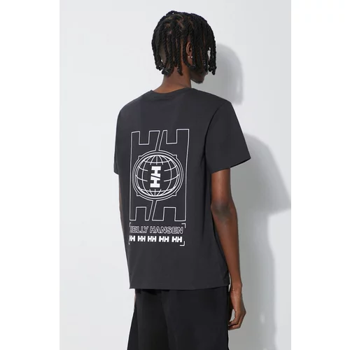 Helly Hansen Pamučna majica boja: crna, s uzorkom