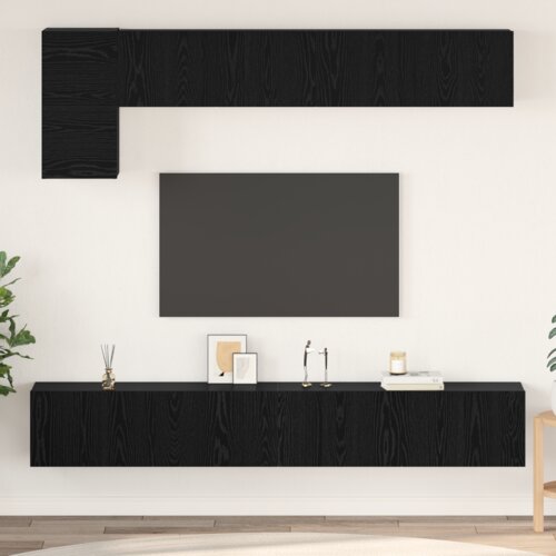 vidaXL Komplet TV omaric s polico Drugo 5 pcs Črni hrast 100 x 30 x 30 cm Cene