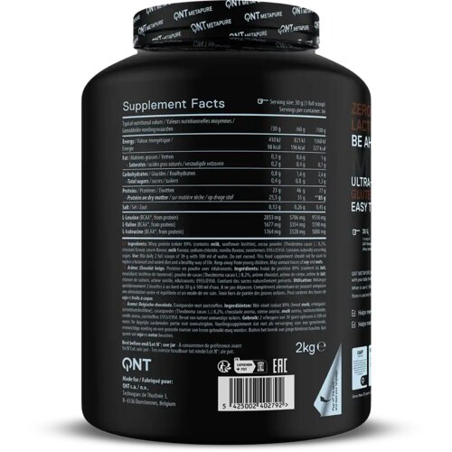 QNT metapure whey protein isolate &amp;ndash; čist i brzo apsorbujući protein - jagoda, banana 908g Slike