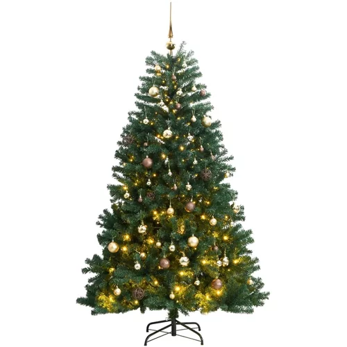  Umjetno božićno drvce 300 LED sa šarkama i kuglicama 240 cm