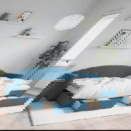  The Living Store Izvlečna dnevna postelja s predali modra 80x200 cm žamet - Izvlečna Dnevna Postelja, (21489597) Cene