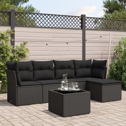 vidaXL 6-dijelni set vrtnih sofa s jastucima crni od poliratana Cijene