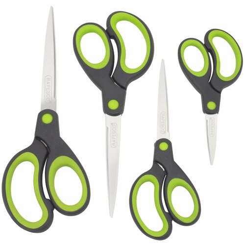 Rapesco &Scaron;karje set Soft grip , 13,3/16,5/19,8/21,5cm črno-zelena 4 kosi 1576, (20377827) Cene