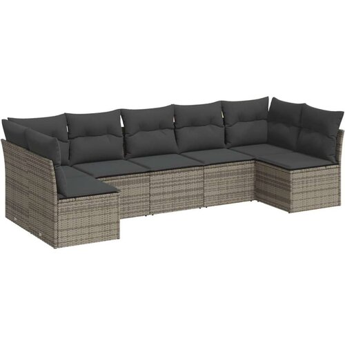 VidaXL 7-dijelni set vrtnih sofa sivi od poliratana Slike