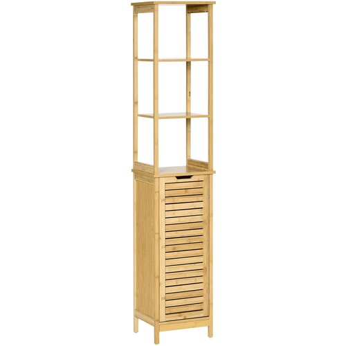 Kleankin Kopalniška omarica s 3 policami in 1 omarico, bambusova letvica, 34x30x173cm, naravna barva, (20754170) Cene