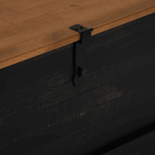 VidaXL &amp;Scaron;krinja za pohranu HALDEN crna 91x91x47 cm puno drvo bor Slike
