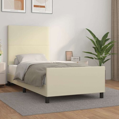  Okvir za krevet s uzglavljem krem 90x190 cm od umjetne kože Cene