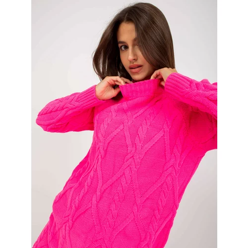 Fashion Hunters Fluo pink mini dress knitted with braids RUE PARIS