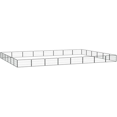  Ograda za pse s 28 panela crna 100 x 50 cm čelik obložen prahom Cijene