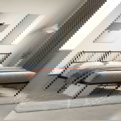 VidaXL Metalni okvir za krevet s uzglavljem crni 135x190 cm Slike